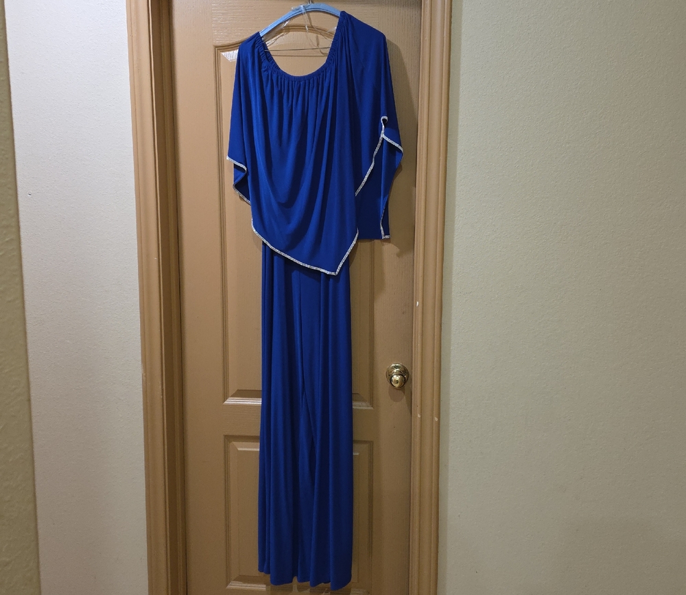 MSK Royal Blue Asymmetrical Pant Suit with Gem Trim